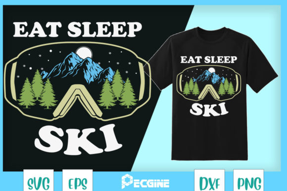 A Designer's Take on the Eat Sleep Ski Snowboard Goggles Embroidery Design