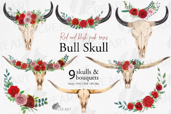 A Floral Bull Skull for Bold Branding & Print Templates