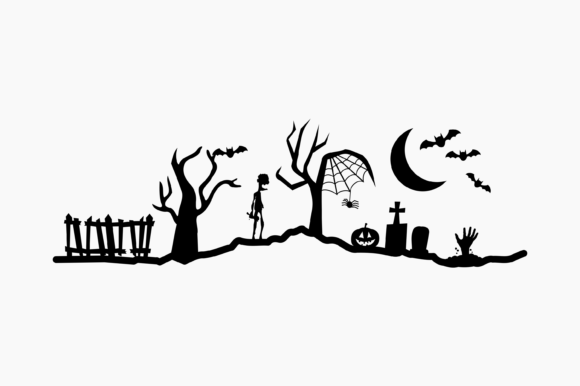 A Halloween Scene Silhouette for Crafts & Website Graphics