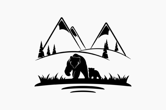Bear Mountain Scene for Craft and Graphic Projects