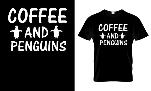 Coffee and Penguins T-Shirt: A Graphic Asset for Print Templates