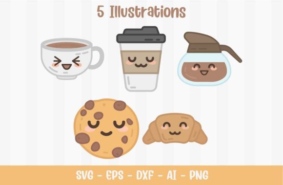 Coffee Kawaii Pack Graphics for a Playful Brand Identity