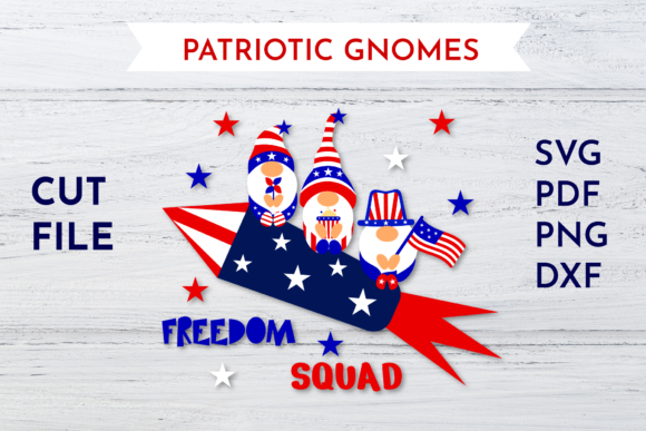 Patriotic Gnomes Freedom Squad Graphics for Independence Day