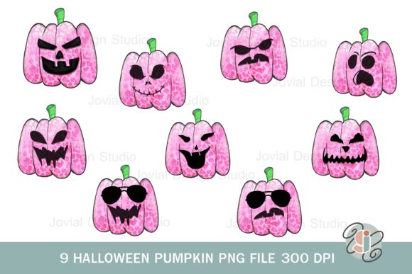 Pink Halloween Pumpkin FaceLeopard PNG for Graphics and Print Templates